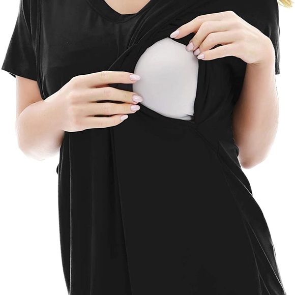 Black maternity nursing t shirt - Picture 2 of 4